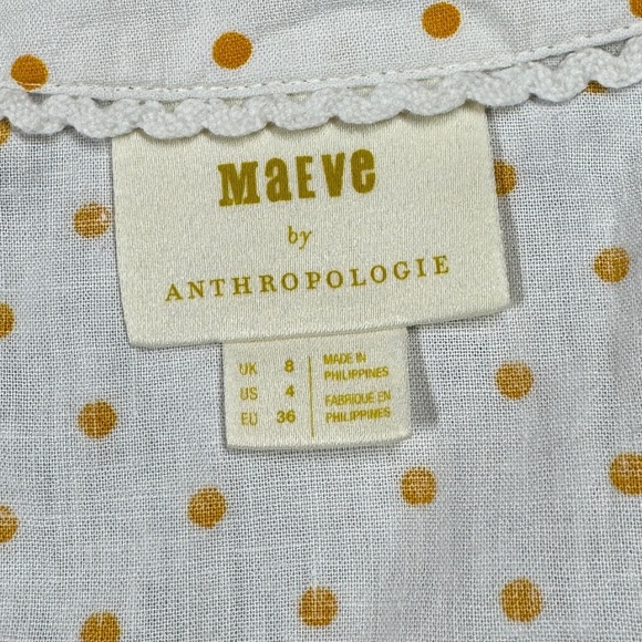 Anthropologie Maeve Linen Blend Louise Polka Dot Wrap Puff Sleeve Retro Top 4 - Picture 14 of 16